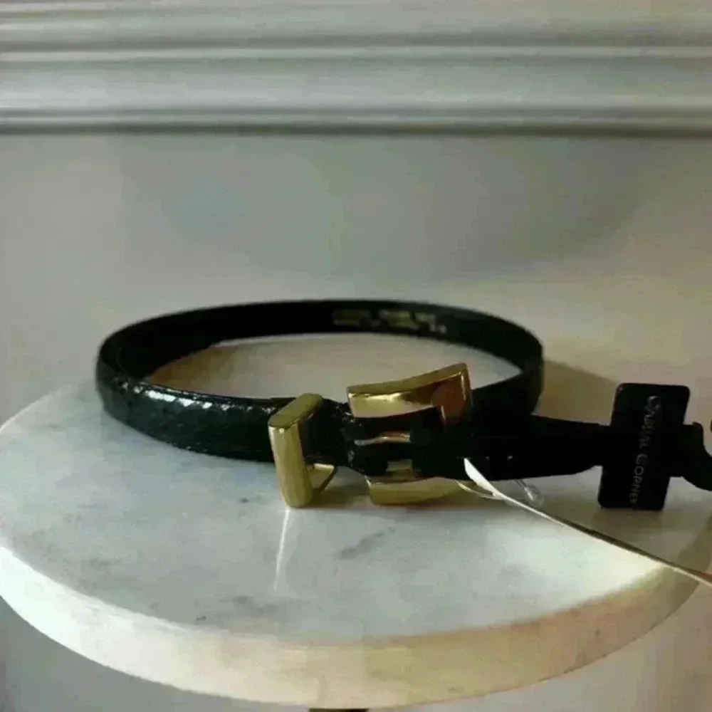 NWT Vintage Casual Corner Black & Gold Geneuine Snake Skin Belt Women's Size S/M
